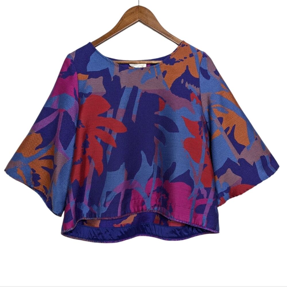 Anthropologie Nomad Morgan Carper Painted Bough Swing Blouse Large Wool Blend Bo